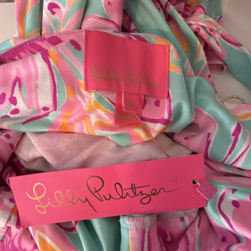 Lilly Pulitzer Womens Fontaine Wrap Dress Size M Bonita‎ Blooms Surf Blue Jersey - Picture 7 of 9
